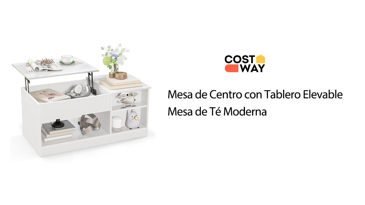 Tutoría de Instalación/ - Costway Mesa de Centro con Tablero Elevable Mesa  de Té Moderna 