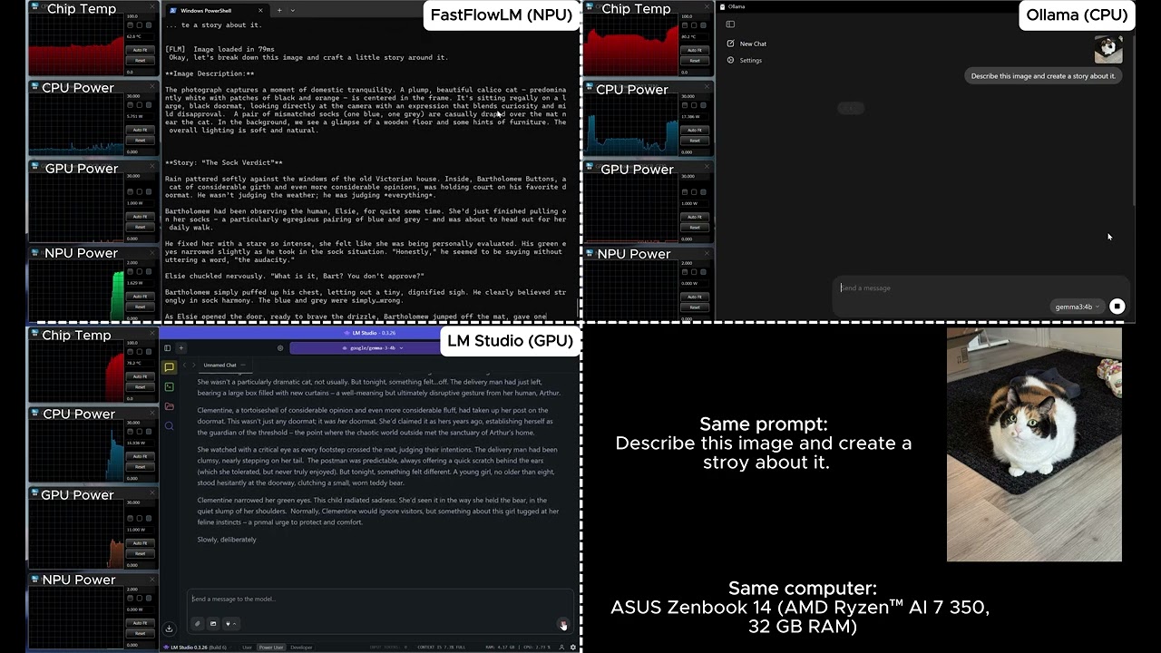 🚀 Gemma3:4B Vision Speed Test — NPU vs CPU vs GPU (side-by-side comparison)