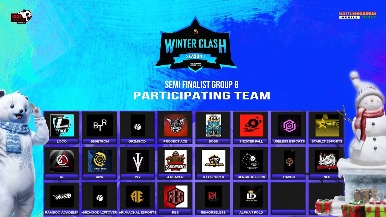 (HINDI) WINTER CLASH SEASON 1 SEMI FINAL GROUP B 6 INVITED TEAMS FOR GRAND @SOUL @8BIT @TWM