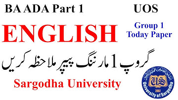 BA ADA Part 1 English Today Group 1 2023 Paper Sargodha University