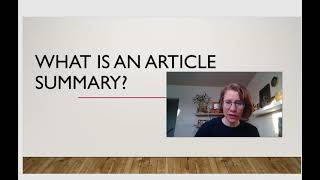 What is an article summary English 100, Winter 2021