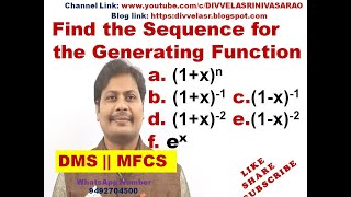Find the Sequence generated by given Generating function || Generating Sequence || DMS || MFCS