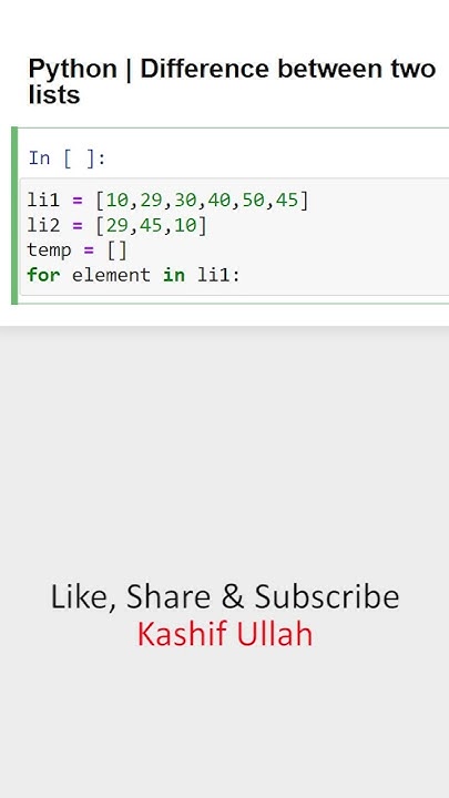 python difference between two lists - YouTube