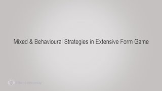 Game Theory I - Lecture 42 (ECON 439)