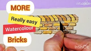 More really easy watercolor bricks for beginners tutorial.
