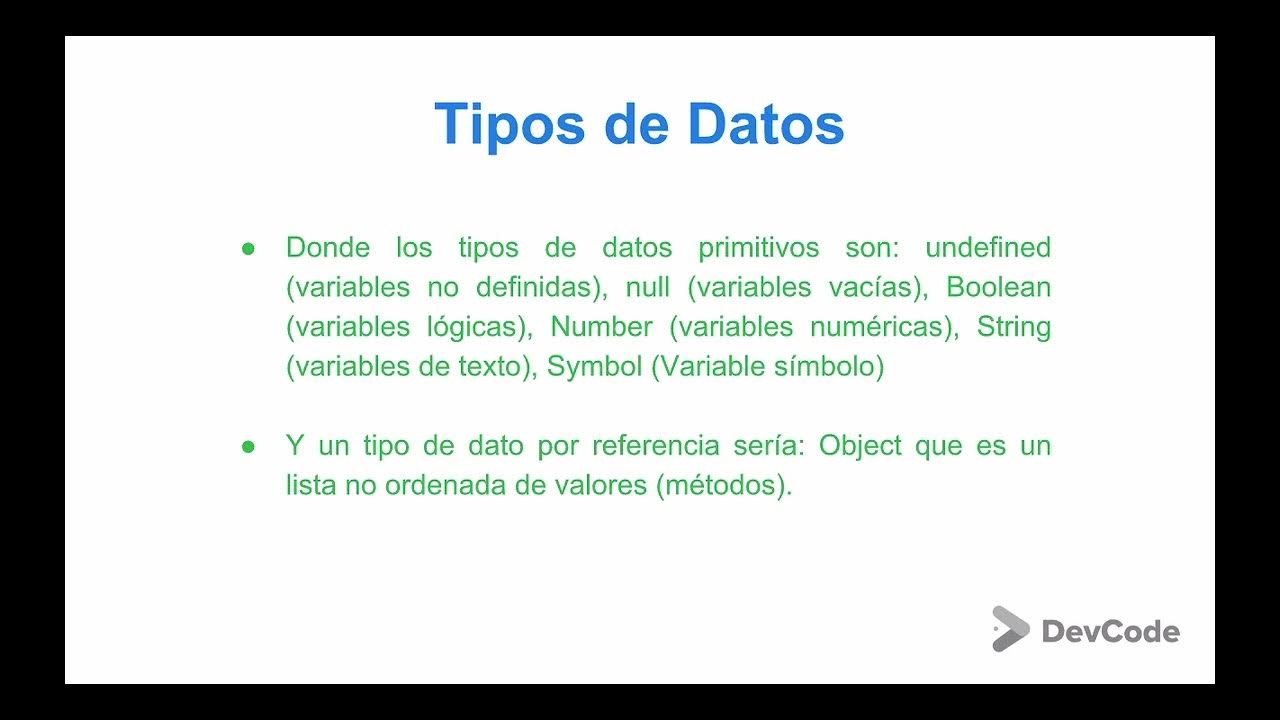 16.- Curso JavaScript fundamentos - Definición de tipos de datos - YouTube