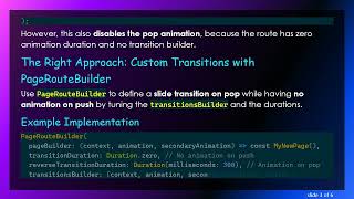 How to Disable Push Animation but Enable Pop Slide Transition in Flutter