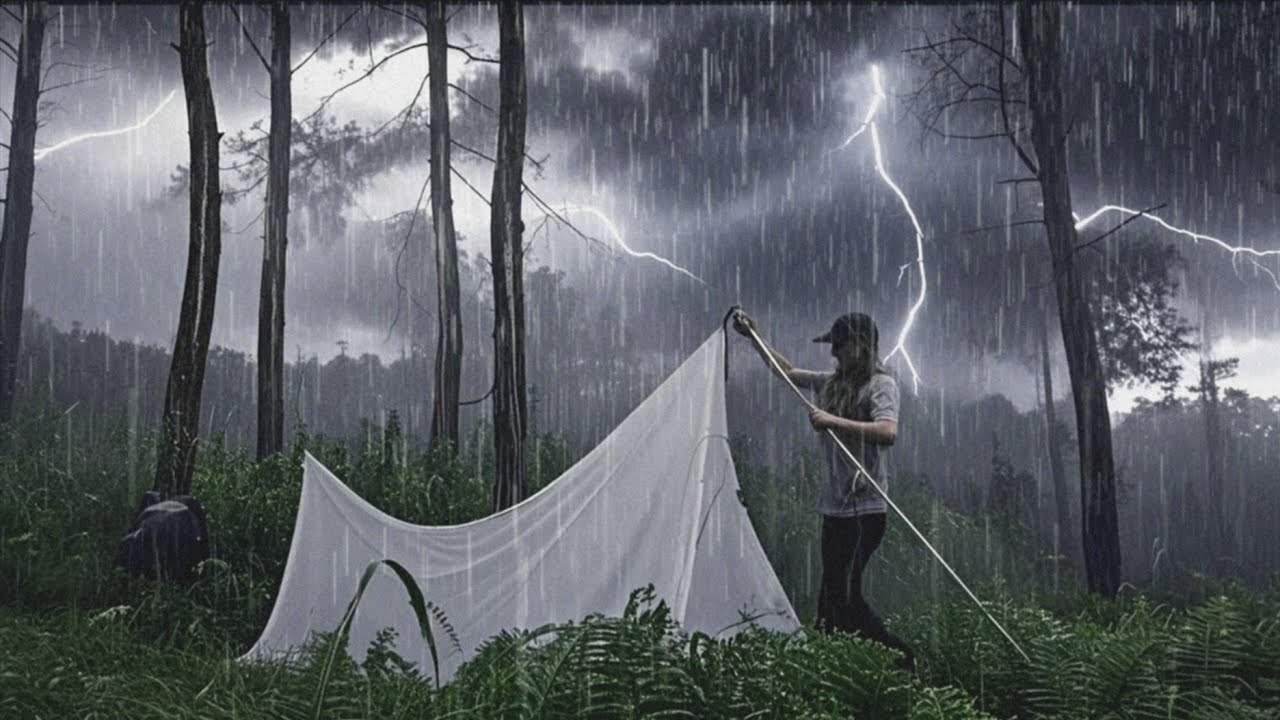 СИЛЬНЫЙ ЛИВЕНЬ‼️ОДИЧЕСКИЙ КЕМПИНГ ПОД ПРОЛИВОМ И ГРОЗОЙ - РАССЛАБЛЯЮЩИЙ ЗВУК ДОЖДЯ, ASMR