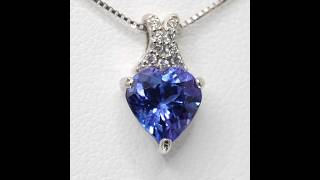 Pt950タンザナイト0.90ctUP ハート3連トップ ハートシェイプタンザナイト ダイヤモンドネックレス TA 1.34ct D 0.05