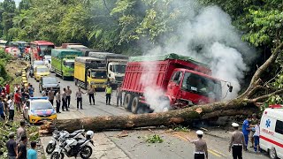 Download Lagu GAWAT DARURAT !!! MENIT MENIT MENCEKAM SITINJAU LAUIK LUMPUH TOTAL, Truk Blong Rem Tabrak Pohon MP3