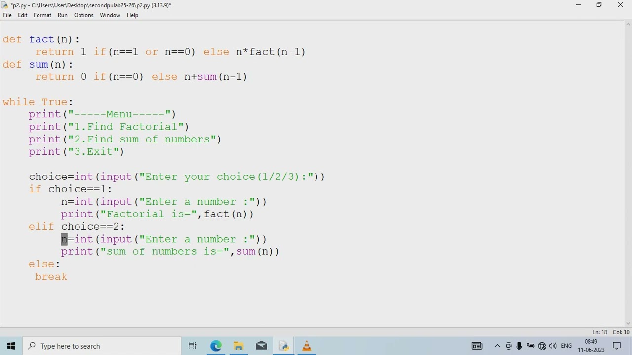 FACTORIAL AND SUM OF N NUMBER PRO 2