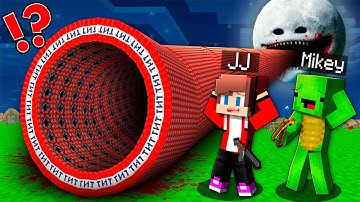 Mikey & JJ Found the LONGEST TNT TUNNEL to the MOON WOKE UP in Minecraft Story from Maizen