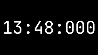 Countdown timer 13 minutes, 48 seconds [13:48:000] - White on black with milliseconds