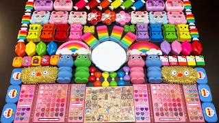 MIXING SLIME WITH CLAY VS MAKEUP VS GLITTER ! Mixing Random Things Into GLOSSY Slime #7247