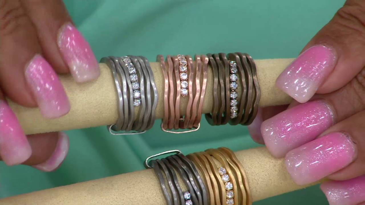 Vicenza Silver Sterling Satin Finish Multi-row Diamonique Ring on QVC
