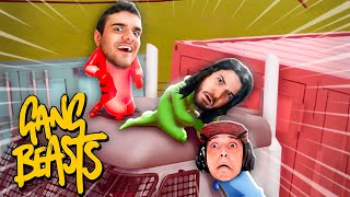 TRÊS JEGUES TOMANDO UMA SURRA NO GANG BEASTS - c/ Jazzghost e Spok Gameplays Engraçadas