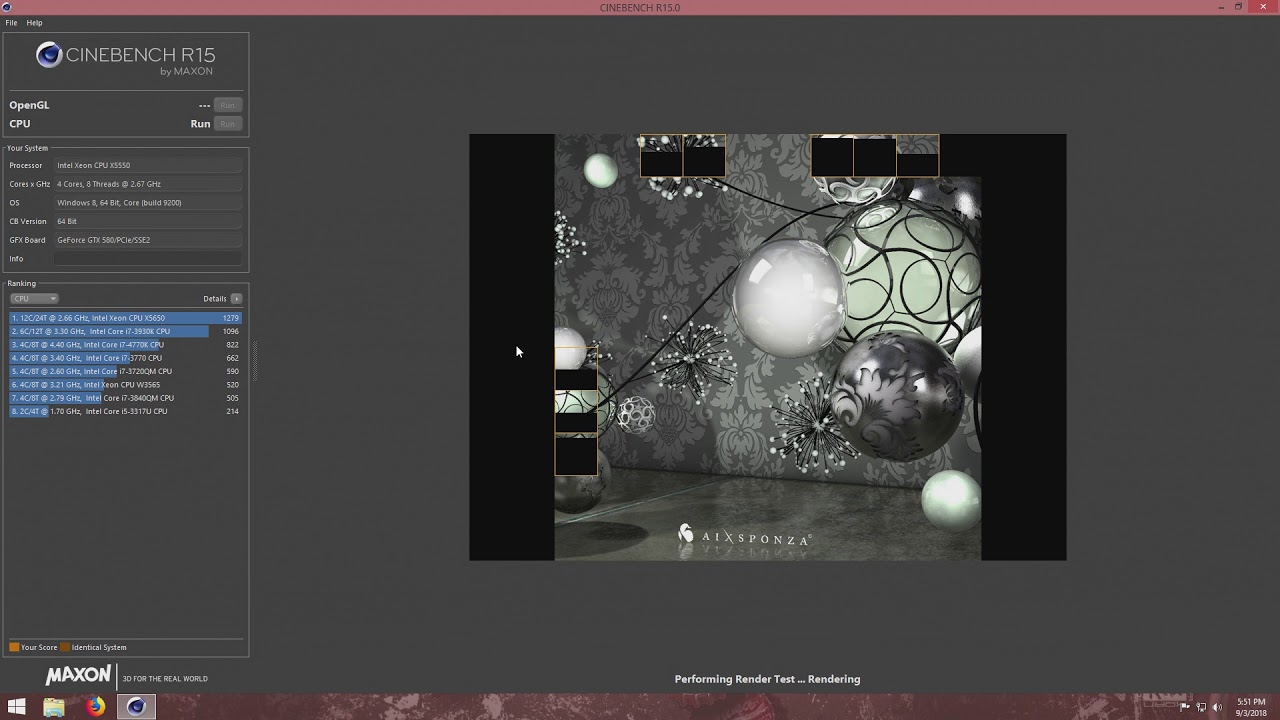 Intel Xeon X5550 2.66GHz Cinebench R15 Test