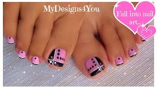 Toenail Art Design Pink And Black Toes Diseño De Uñas De Pies