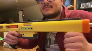 EXCALIBUR - Full Length Nerf Elite Dart Firing Demonstration - First Prototype 3d Prints.