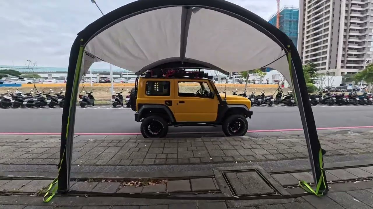 Domestic充氣車邊帳透過夾具與jimmy搭設