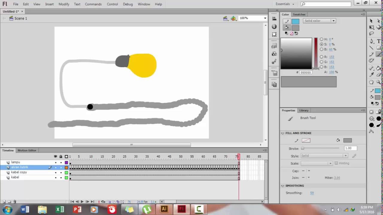 Tutorial Adobe Flash Professional Membuat Animasi  lampu  