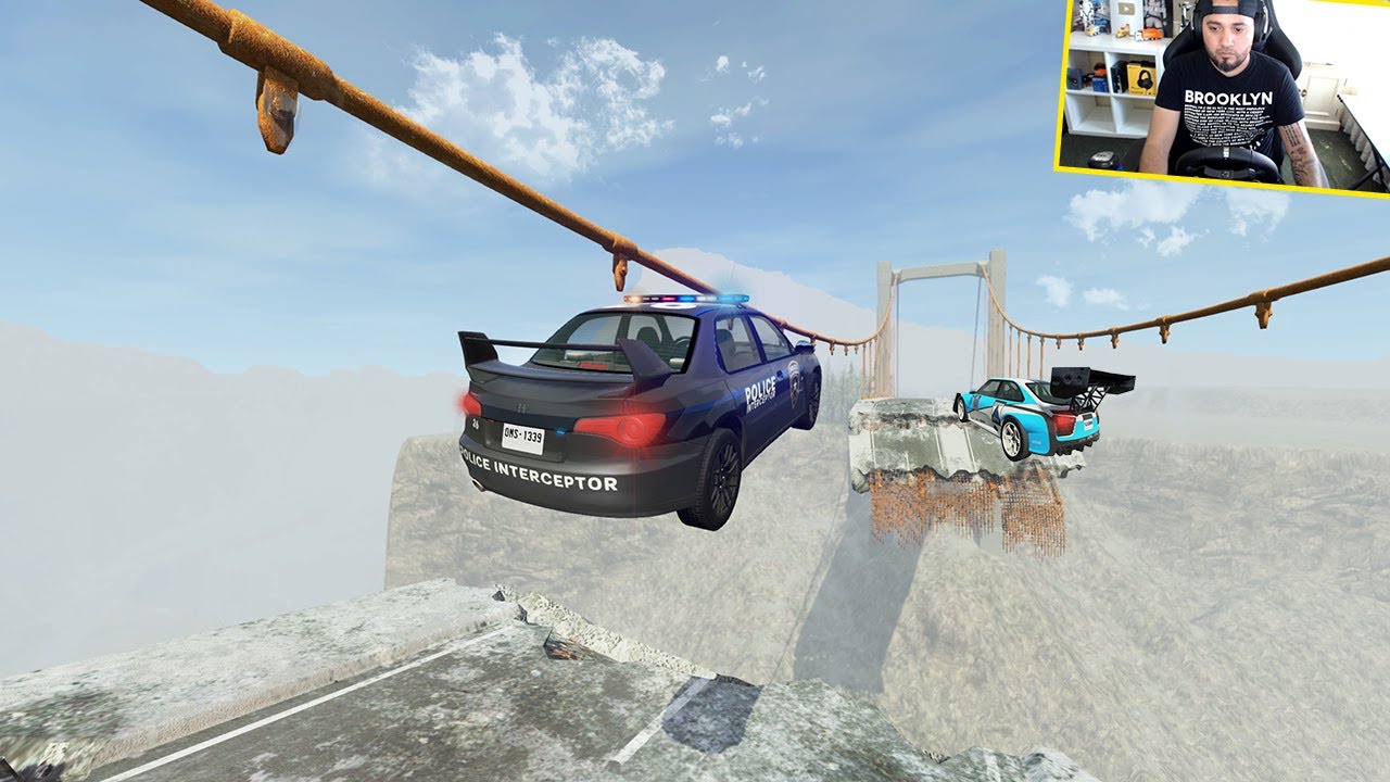 SALTANDO EL PUENTE ROTO A 200 Km/h Bridge Pileup Car Crashes - BeamNG DRIVE