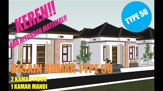 KEREN!! RUMAH TYPE 50 DENGAN PERHITUNGAN RAB JUMLAH KEBUTUHAN DALAM SATU RUMAH