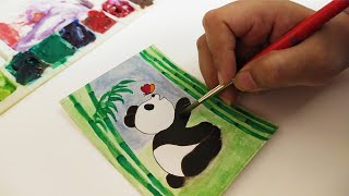 panda easy painting beginners watercolor