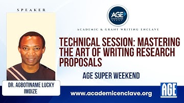 Dr Agbotiname Imoize - Mastering the Art of Writing Research Proposals (Technical Session)