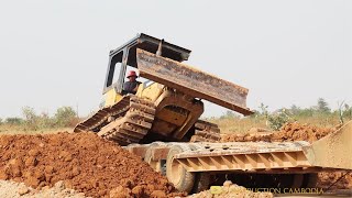 Best Bulldozer Driving Down from Trailer And Pushing Dirt | Dump Trucks Loading,Excavator On Trailer