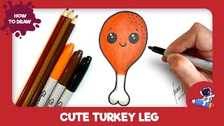 How to Draw a Cute Turkey Leg Easy | Everybody Can Draw It