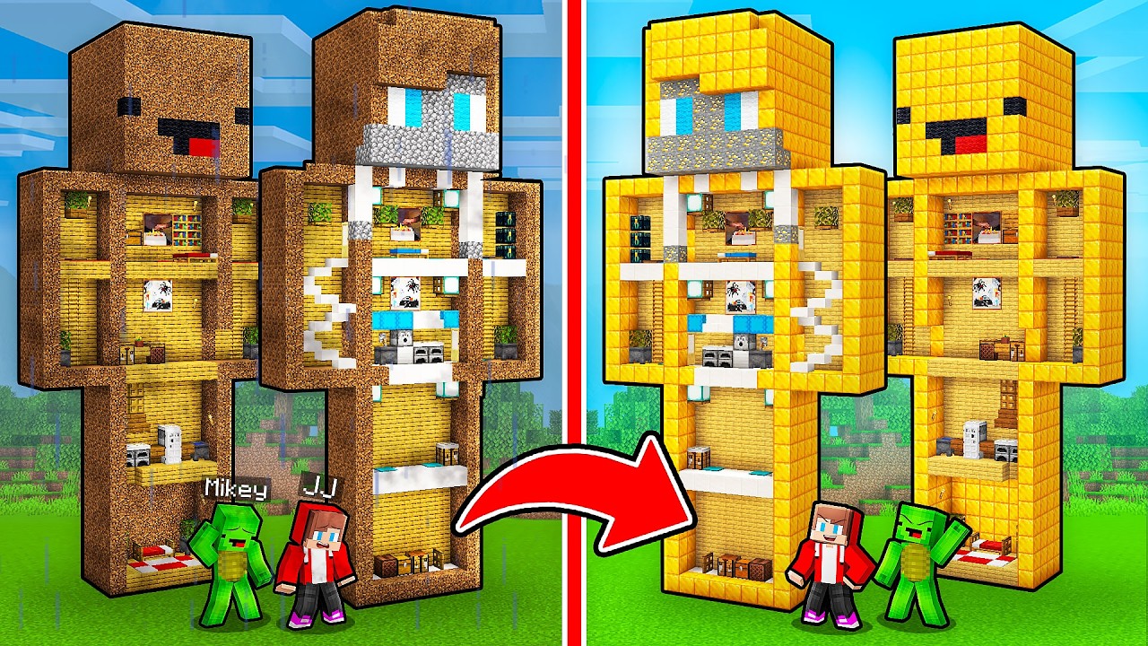 JJ and Mikey: From POOR To RICH Statue in Minecraft - Maizen