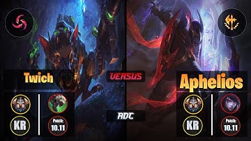 Challenger TWITCH [Hail of Blades] (ADC) VS  APHELIOS - Challenger KR Patch 10.11