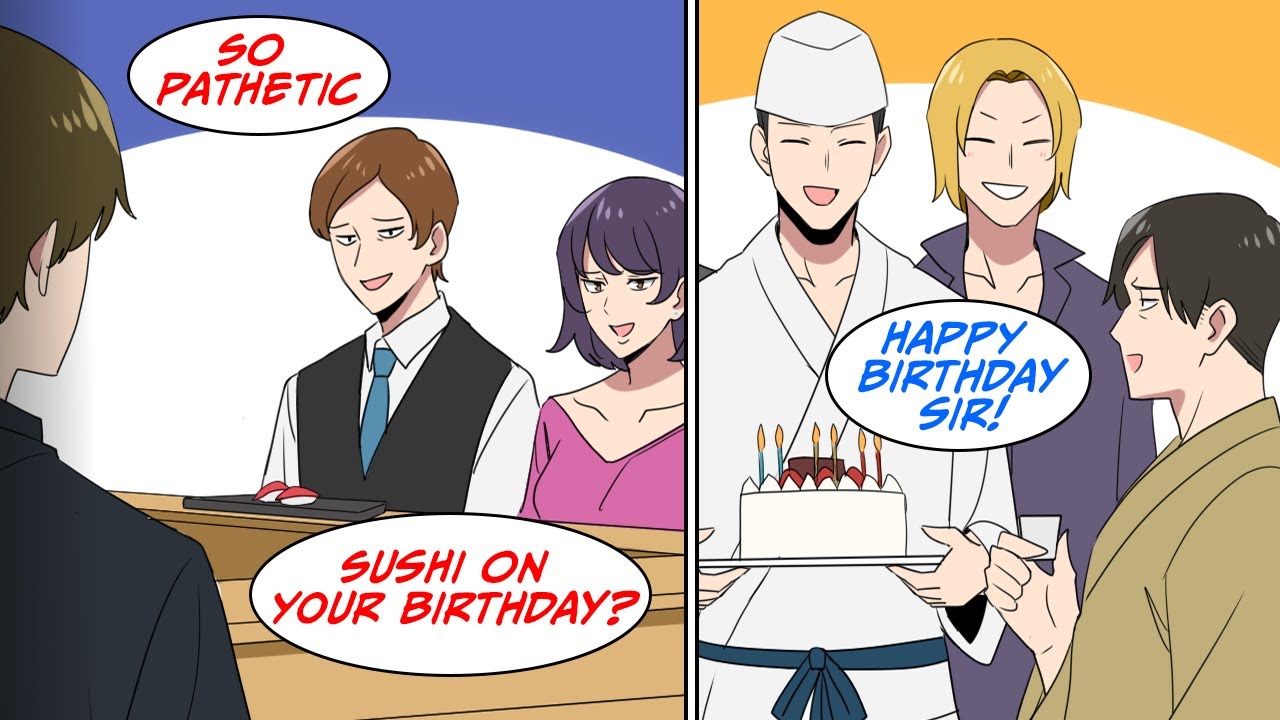 Went to a sushi restaurant for my birthday, but then… [Manga Dub]