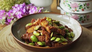 Stir Fried Roast Pork with Sambal Petai - 烧肉炒臭豆