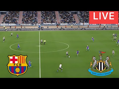مباشر مباراة برشلونة ونيوكاسل يونايتد كاملة لعبة فيديو محاكاة كرة القدم الإلكترونية