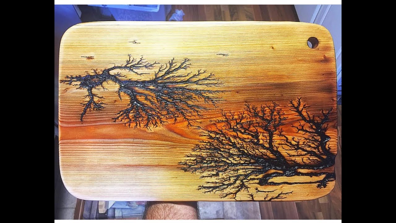 Fractal (Lichtenberg) Wood Burning Process Video at 10x speed. Going t