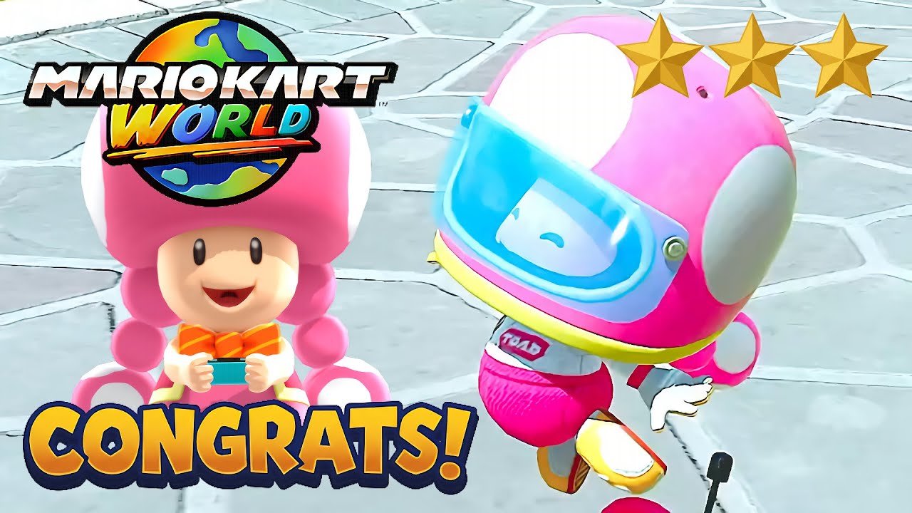 Mario Kart World Pro Racer Toadette Gameplay Shell Cup 150cc 3 Stars