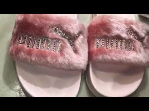puma slippers pink fur