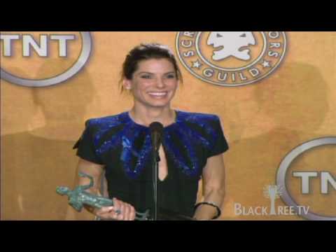 Sandra bullock wins Actor and tells the media to hush ;-)