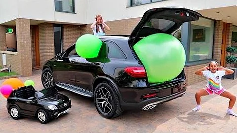 Giant Balloon Stuck In Our Car - Surprise Toys For Kids - Shopkins - Kinder Surprise Disney Toys