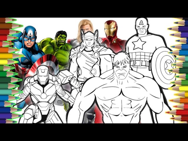 Coloriages Avengers : Iron Man, Captain America, Hulk, Spiderman