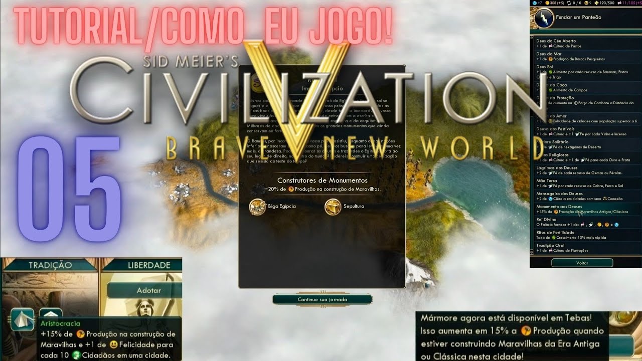 Sid Meier's Civilization V: #05 Civilização Egípcia/Ramessés II ou Ramsés II - Tutorial/ Modo D Jogo