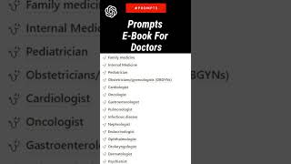 ChatGPT Prompts For Doctors #doctor #doctors #prompt #promptengineering #prompts #chatgpt