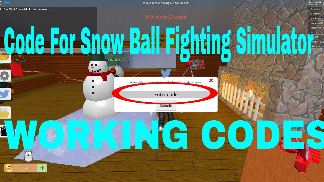 Roblox Code In Snowball Fighting Simulator