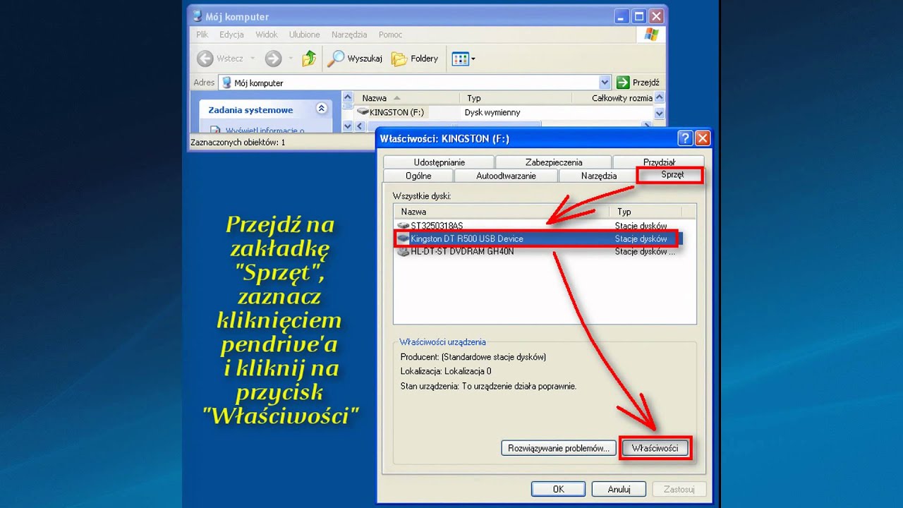 Windows XP formatowanie pendrive w NTFS YouTube