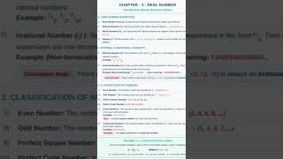 class 10 chapter 1 Real number full Basic in one page full introduction 😄🙂 #learn #math #class10th