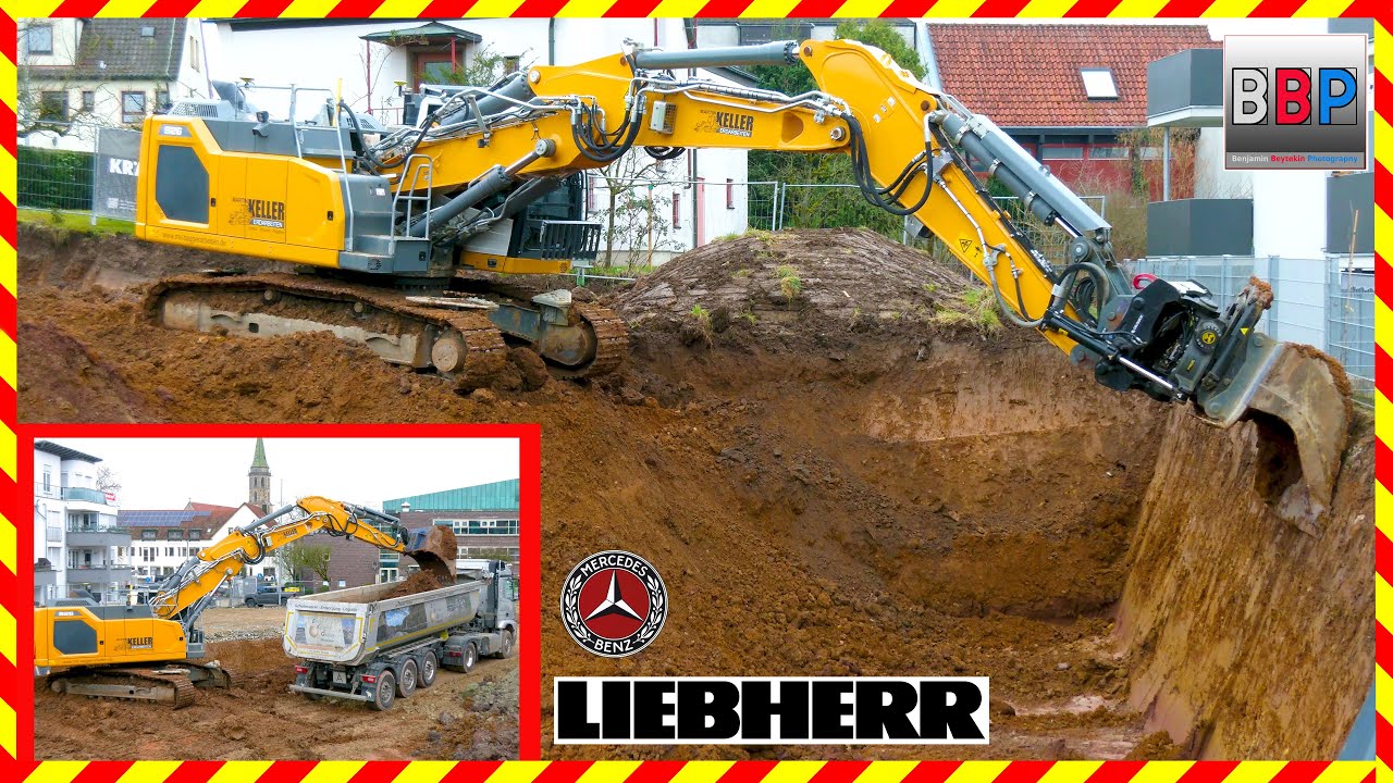 ⚠️ Liebherr R 926 VA  Baugrube Quartiershaus, Schorndorf, 2025. Teil 1  #liebherrbagger