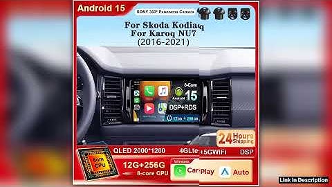 Android 15 For Skoda Kodiaq 20162021 For Karoq NU7 20162021 4G WIFI BT Car Radio Multimedia Stereo