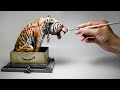 How to make a zombie tiger in a box diorama  polymer clay